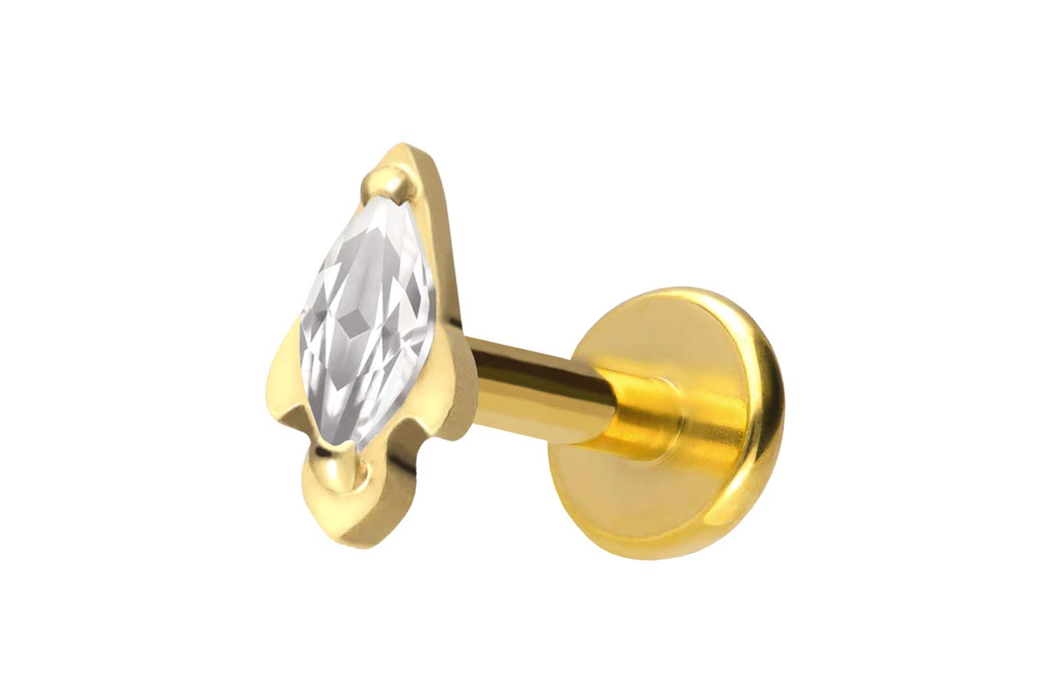 Titan Labret Piercing mit Push Fit KRISTALLRAKETE